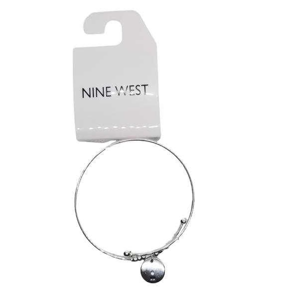 NINE WEST NWT SILVERTONED CHARM BANGLE BRACELET - Picture 1 of 6